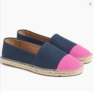 J Crew Color Block Navy Pink Espadrille Flat - Size 8.5